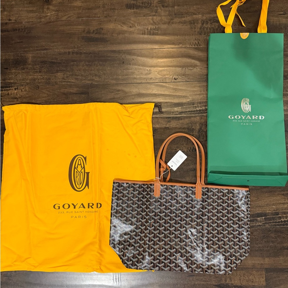 Goyard Brown and Black Tote with Orange and Green Accessories